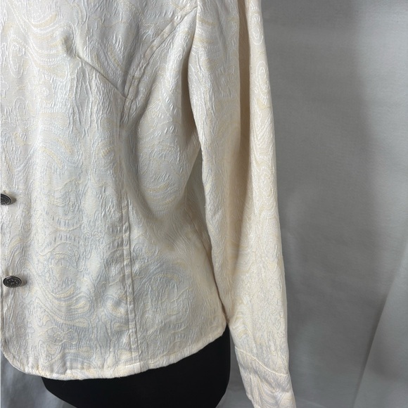Sara Studio Jacquard Jacket Women’s Medium Cream Ivory Boho - Picture 3 of 7